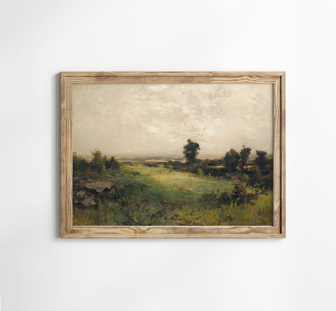 Vintage Landscape Oil Painting Farmhouse Decor Wall Art - Image 3