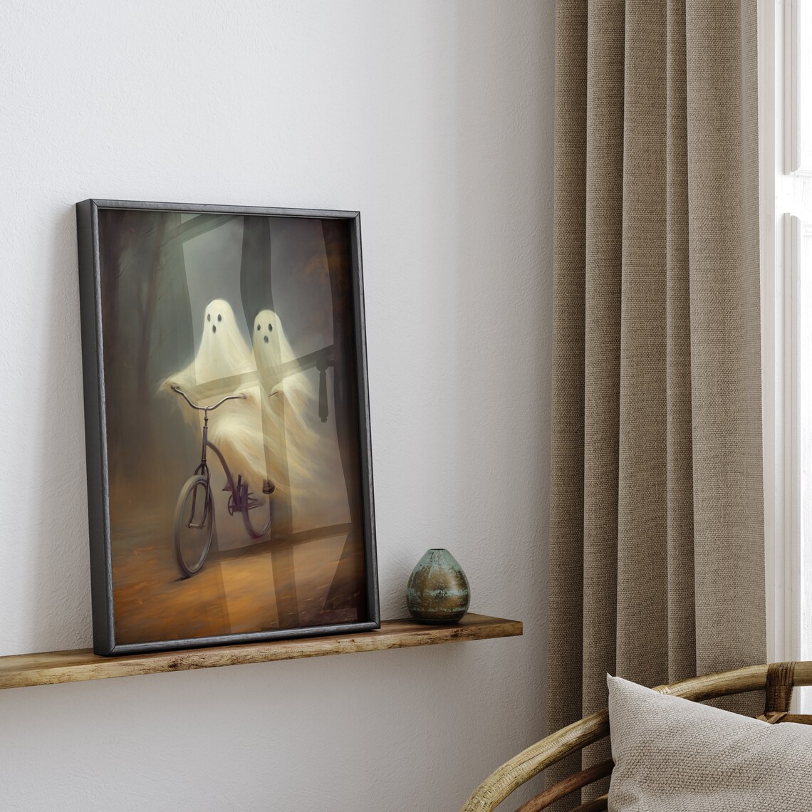 Cute Ghosts Vintage Oil Painting Art Print - Image 2