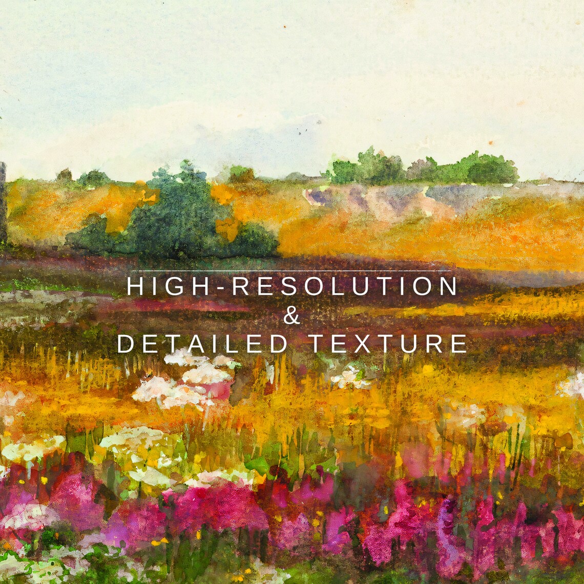 Wildflower Field Landscape, Vintage Mountain Art Print - Image 2