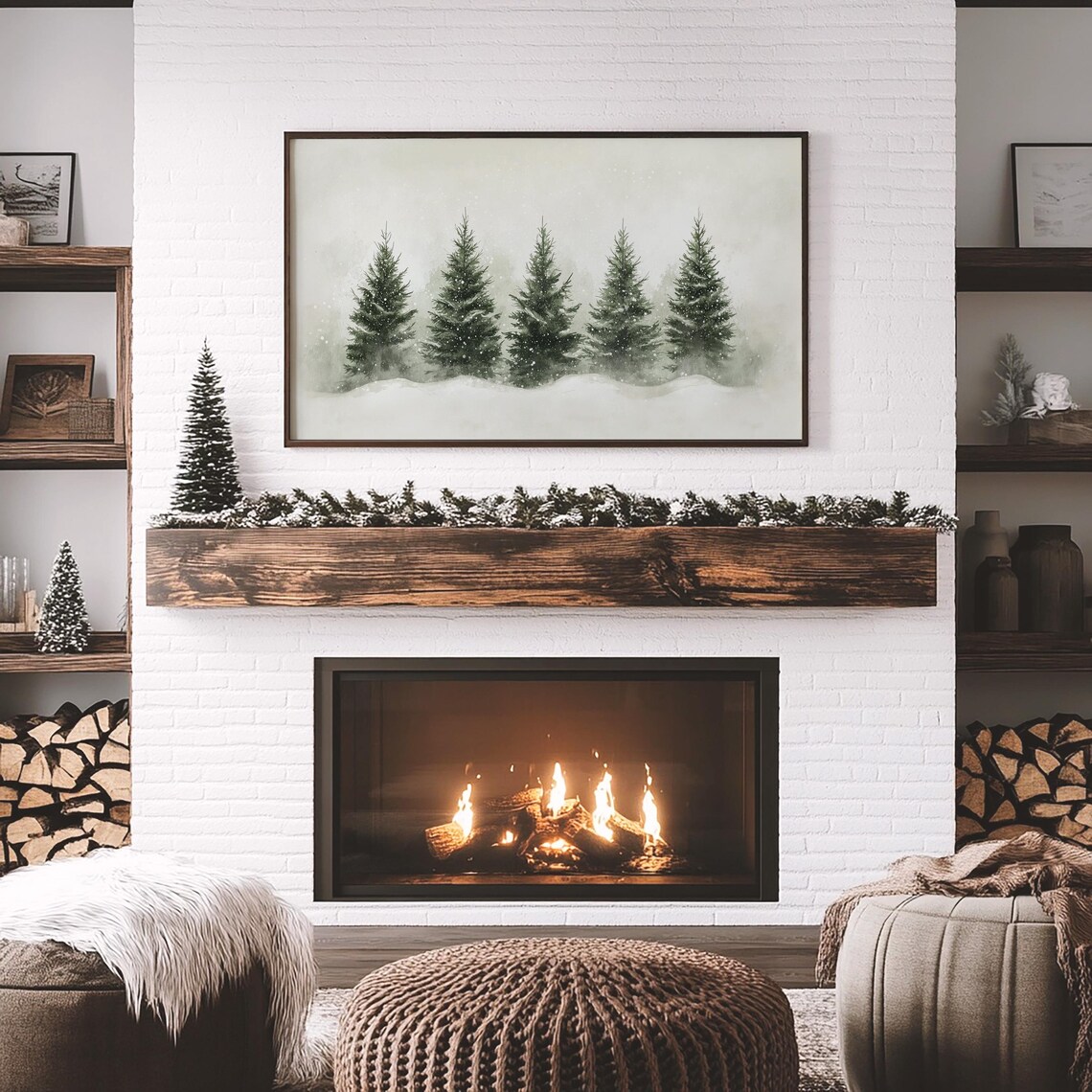 Snowy Evergreen Forest Winter Landscape Christmas Farmhouse Poster - Image 4