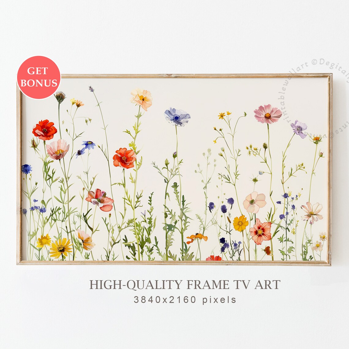 Botanical Floral Frame TV Art, Minimalist Boho Decor