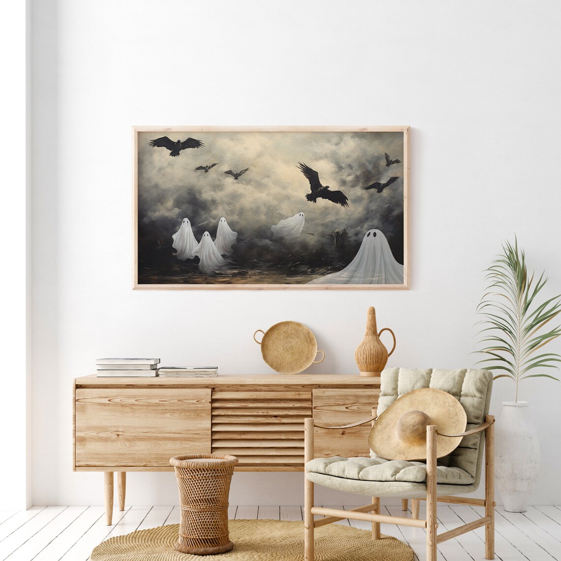 Halloween Ghost Decor Art Print, Spooky TV Art - Image 2