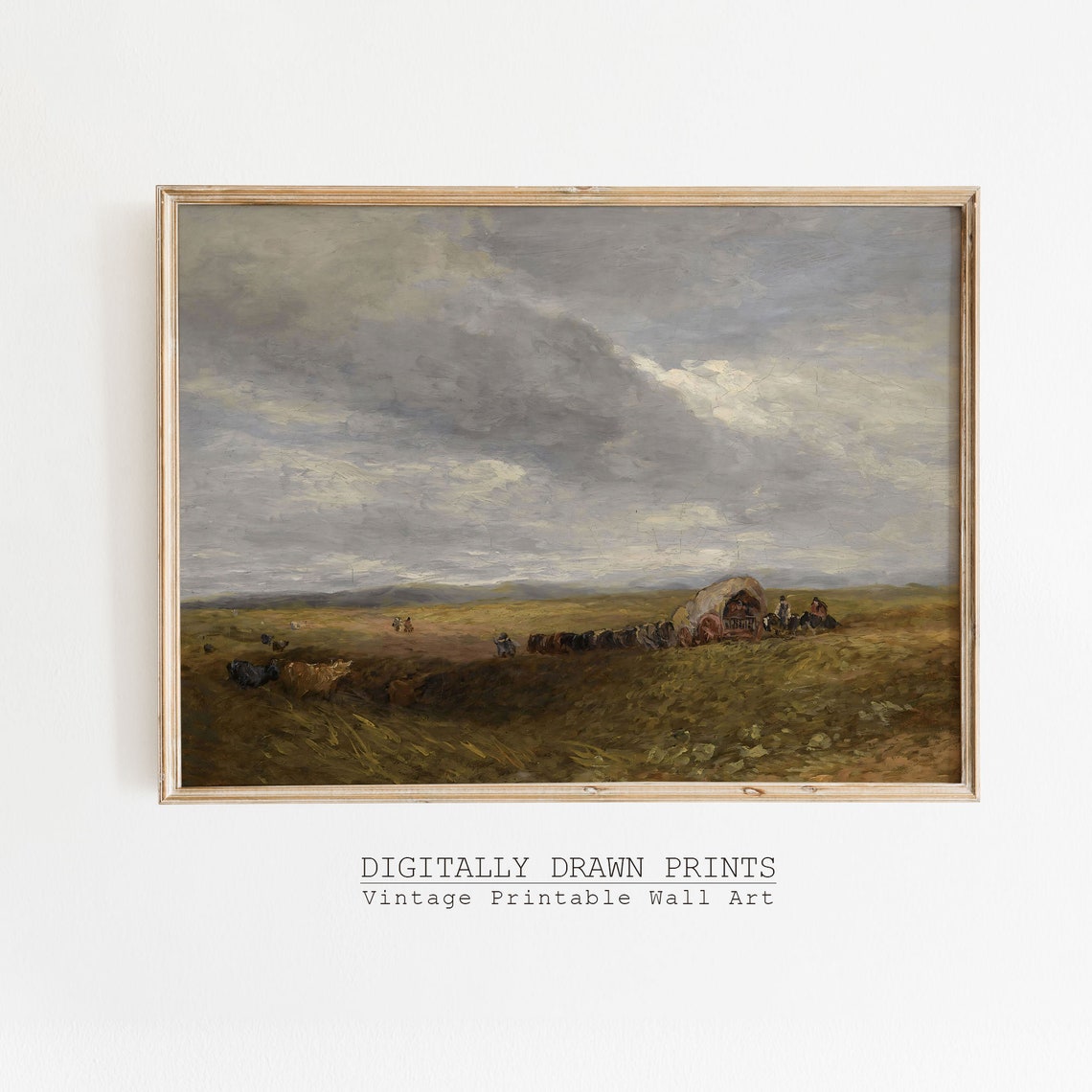 Vintage Landscape Oil Painting Farmhouse Decor Wall Art