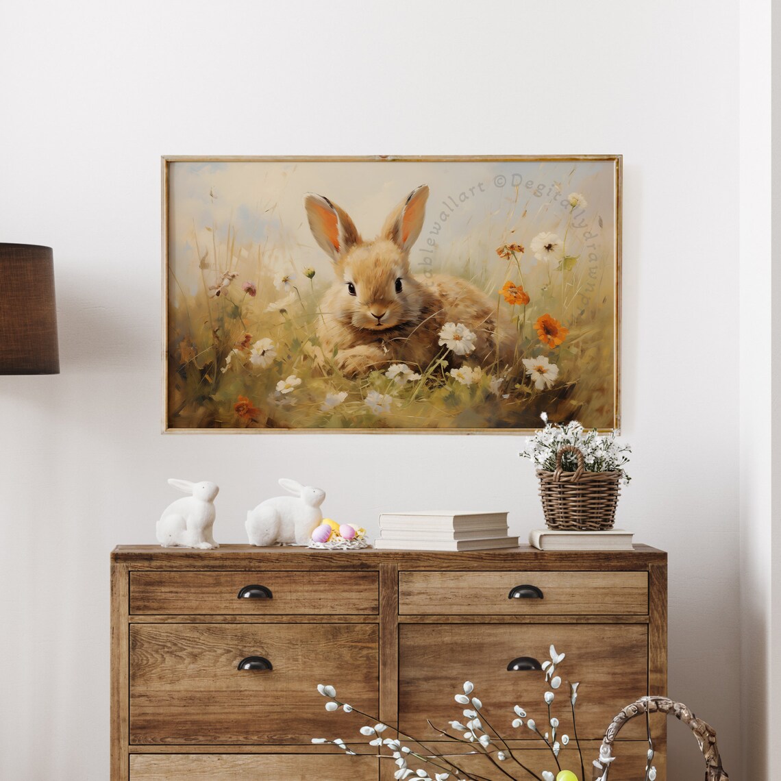 Vintage Easter Bunny Art Print, Neutral Spring Rabbit - Image 4