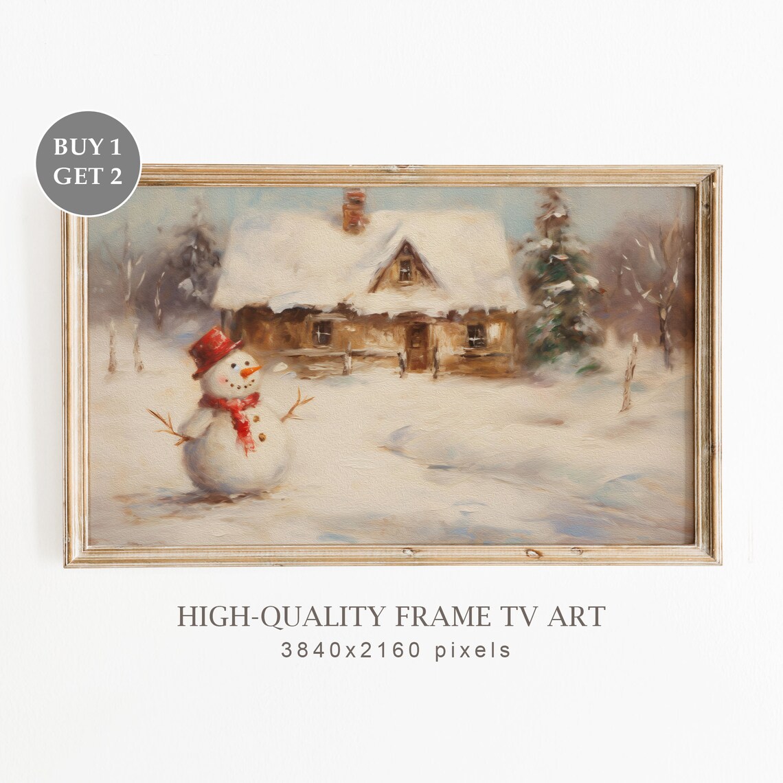 Vintage Winter Snowmen TV Frame Art Print