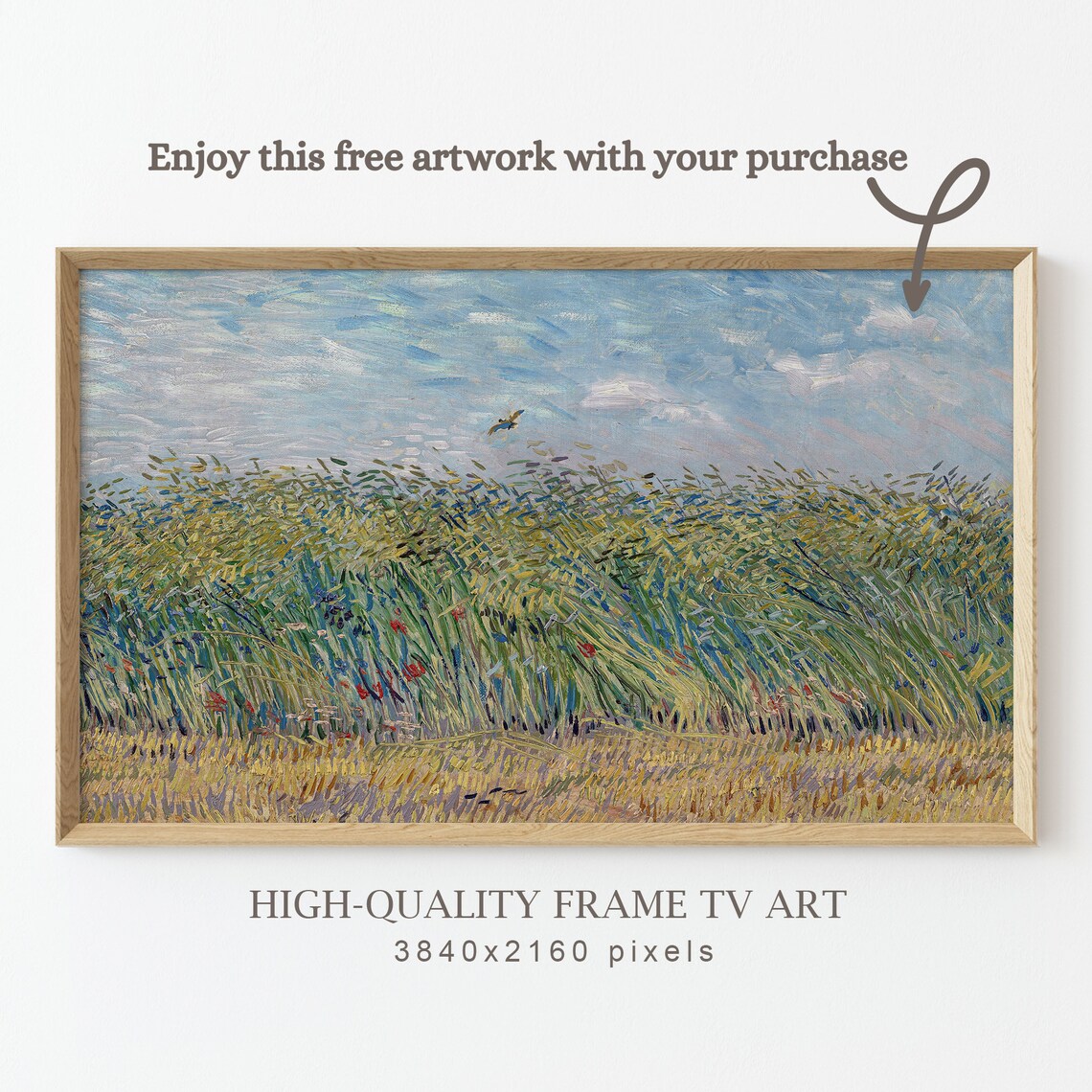 Wildflower Meadow Red Poppies Blue Sky Spring Field Oil Print - Image 2