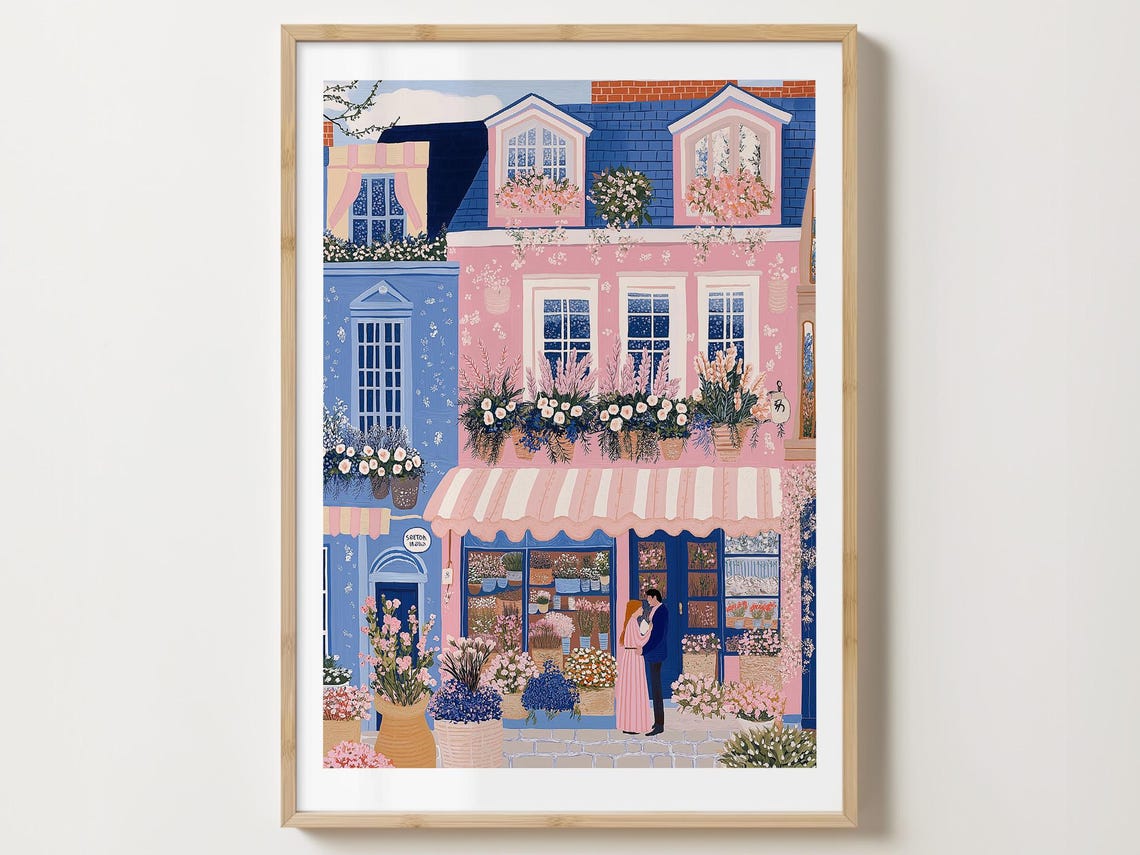 Flower Shop Print Florist Print Garden Shop Flower Market Print Flower Shop Floral Pink Wall Art Spring Wall Art Floral Wall Art 24