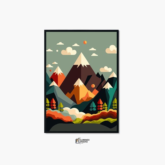 Instant Art Illustrationsnow Mountain Abstract Photography Print Scandinavian Home Decor