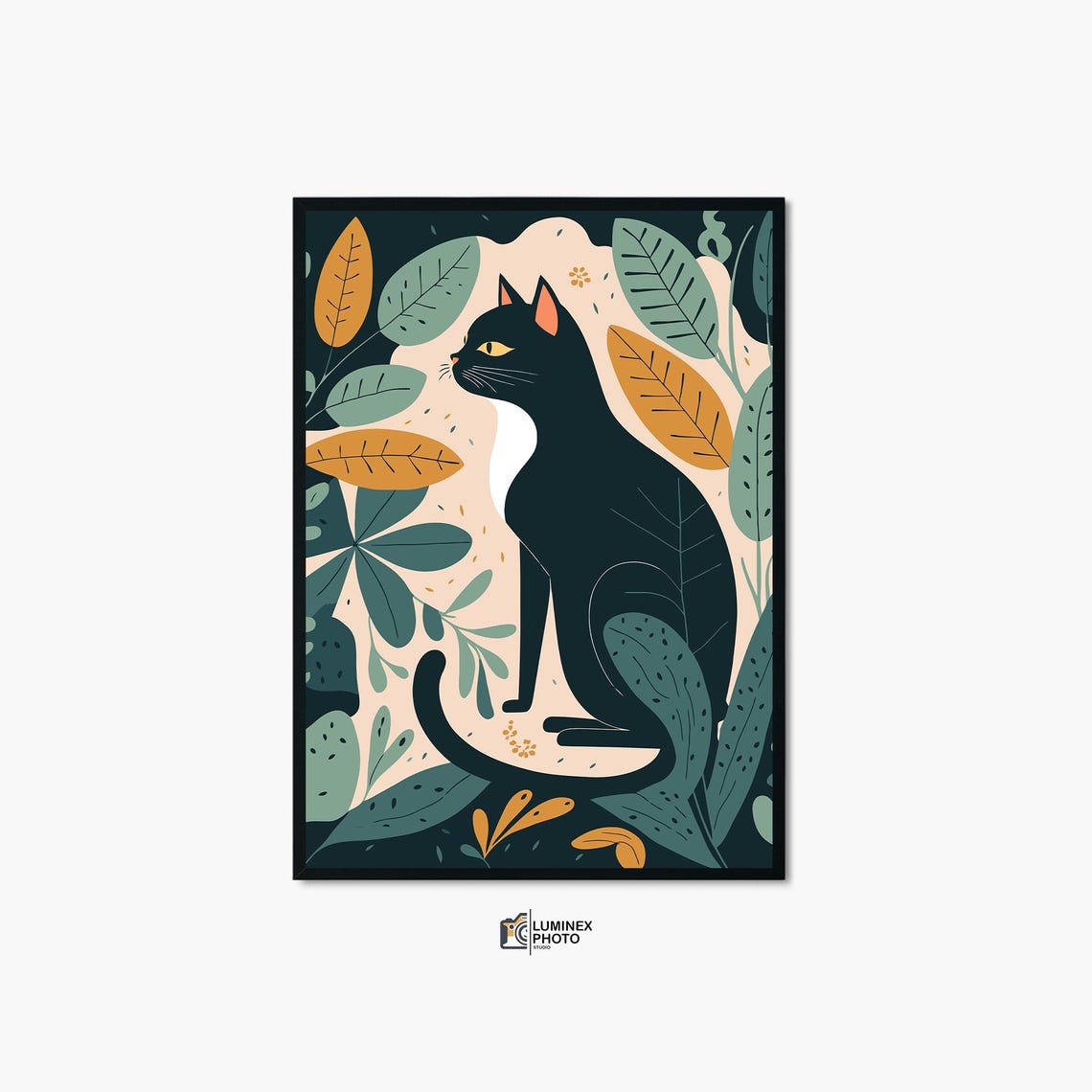 Black Cat Abstract Photography Print Scandinavian Wall Art Downloadprintable Modern Dcor