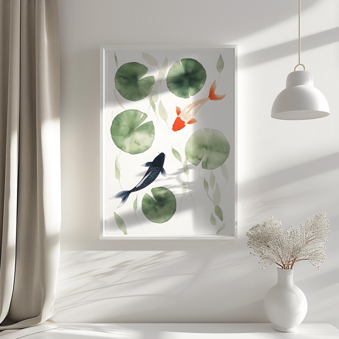 Koi Fish Japanese Minimalist Art Print, Nature Decor - Image 2