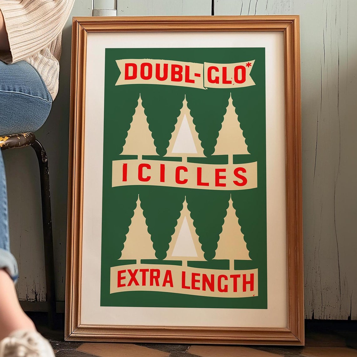 Vintage Doubl-Glo Icicles Ad Retro Christmas Tinsel Tree Poster