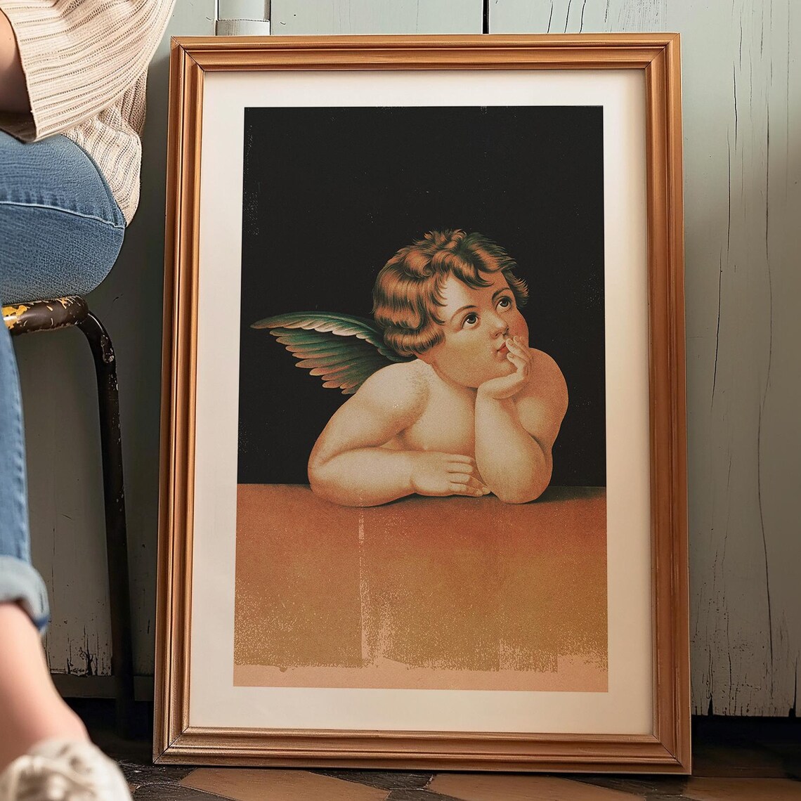 Vintage Valentine Cupid Angel Poster Print