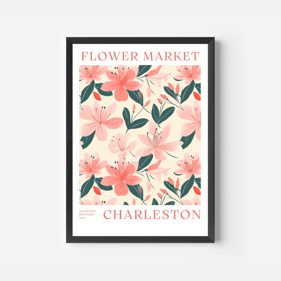 Charleston Flower Market Pink Bloom Vintage Botanical Art Print - Image 2