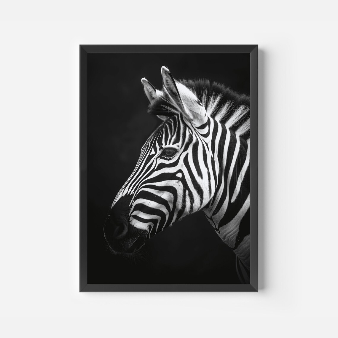 Zebra Black and White Wild Animal Safari Photography Art Poster - Image 2