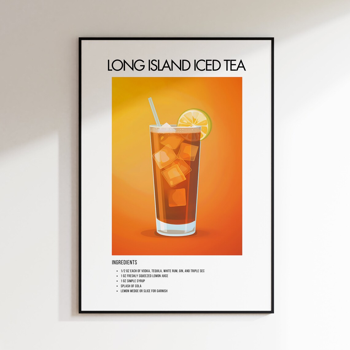 Long Island Iced Tea Classic Cocktail Recipe Ingredient Art Poster - Image 2