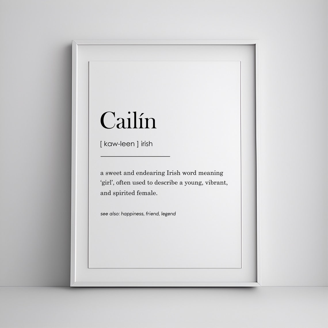 Cailin Irish Word Meaning Girl Definition Typography Gift Poster