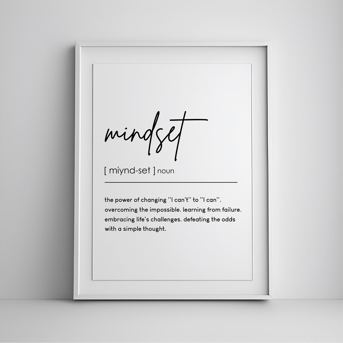 Mindset Definition Wall Art Inspirational Motivational Office Prints