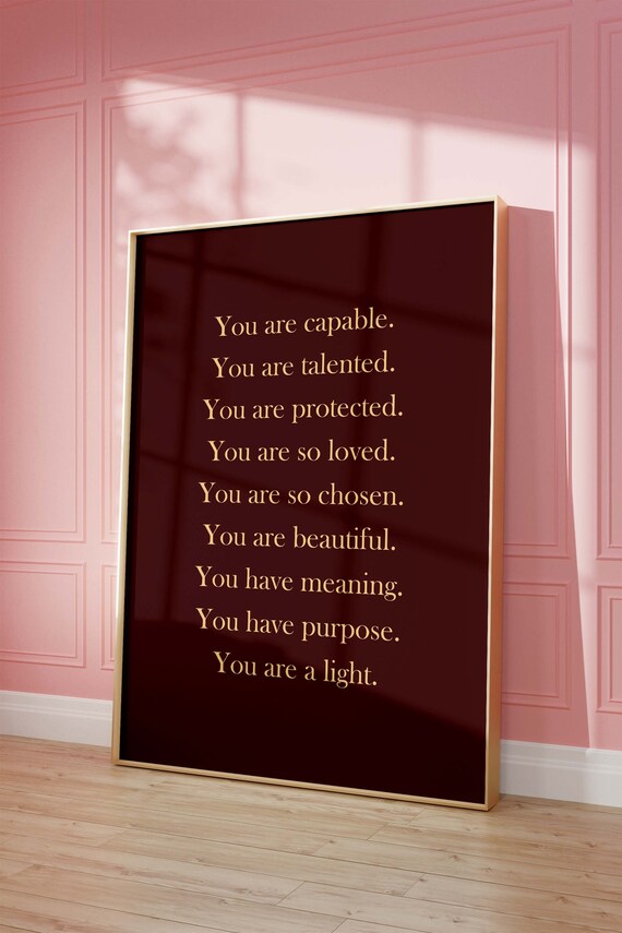 Affirmations Wall Art Neutral Daily Positive Affirmation Selflove Decor Home Office