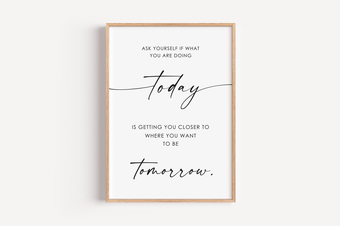 Ask Yourself Office Decor Inspirational Quotes Minimalist Home Wall Art Prints Positive