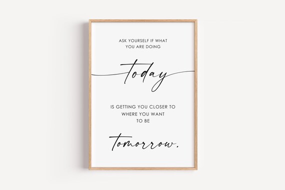 Ask Yourself Office Decor Inspirational Quotes Minimalist Home Wall Art Prints Positive