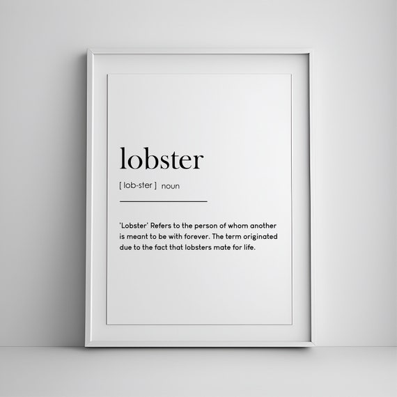 Lobster Definition Wall Art Lovers Print Couples Gift Decor