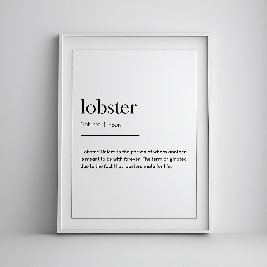 Sweet Lobster Definition Mate For Life Love Couples Gift Wall Art