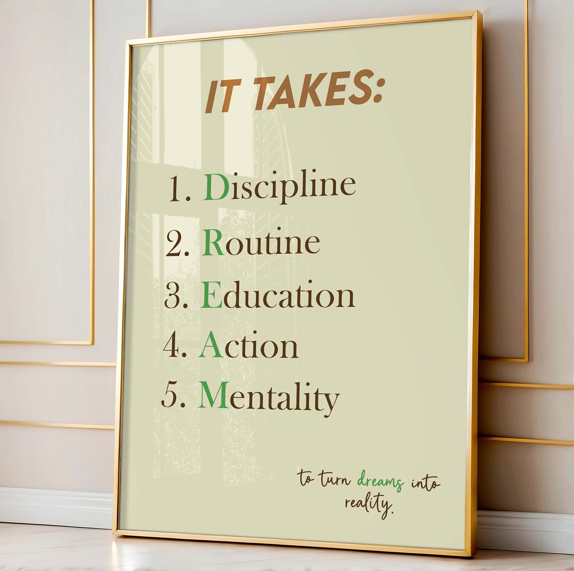 Discipline Wall Art Entrepreneur Inspirational Quote Positive Quotes Print Office Decor Modern Home Prints