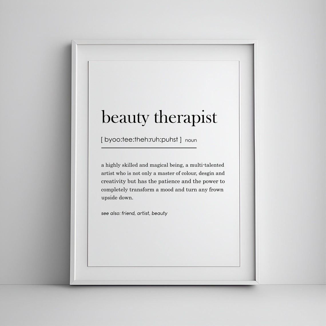 Beauty Therapist Definition Salon Gift Dictionary Keepsake Poster