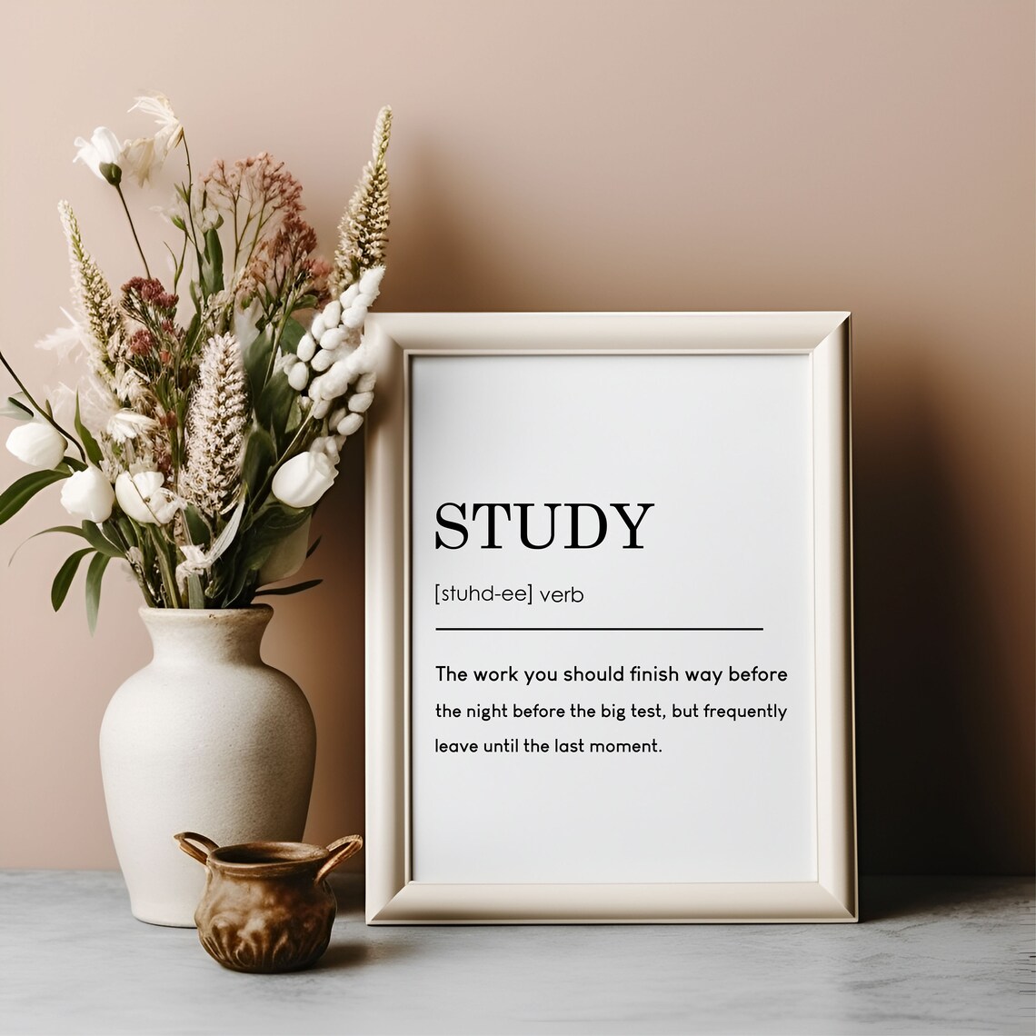 Study Definition Typography Poster, Dorm Room Decor