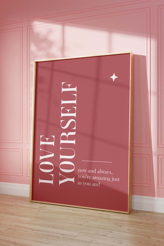 Self Love Poster Positive Affirmation Minimalist Home Decor Wall Art Girly Bedroom