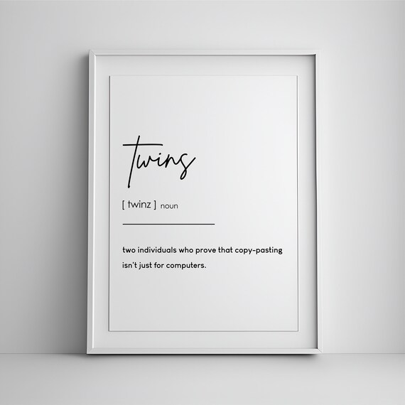 Funny Twins Definition Noun Dictionary Print Twin Mom Gift Art