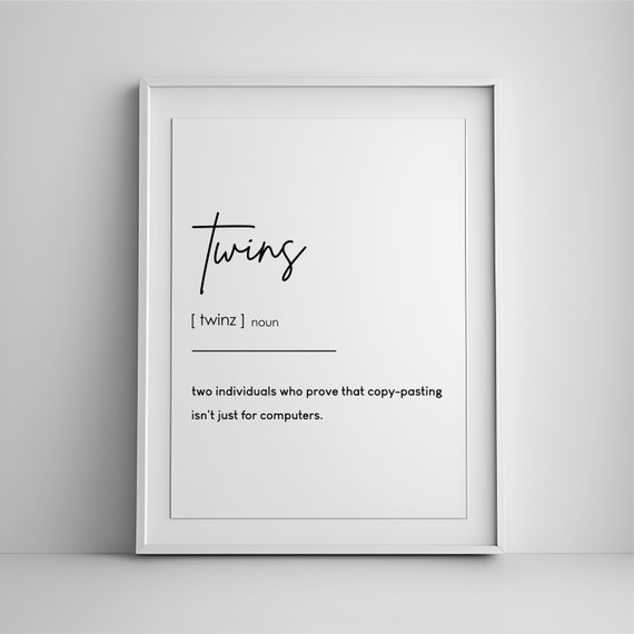 Twins Definition Print Twin Boys Decor Nursery Wall Art Girls Minimalist