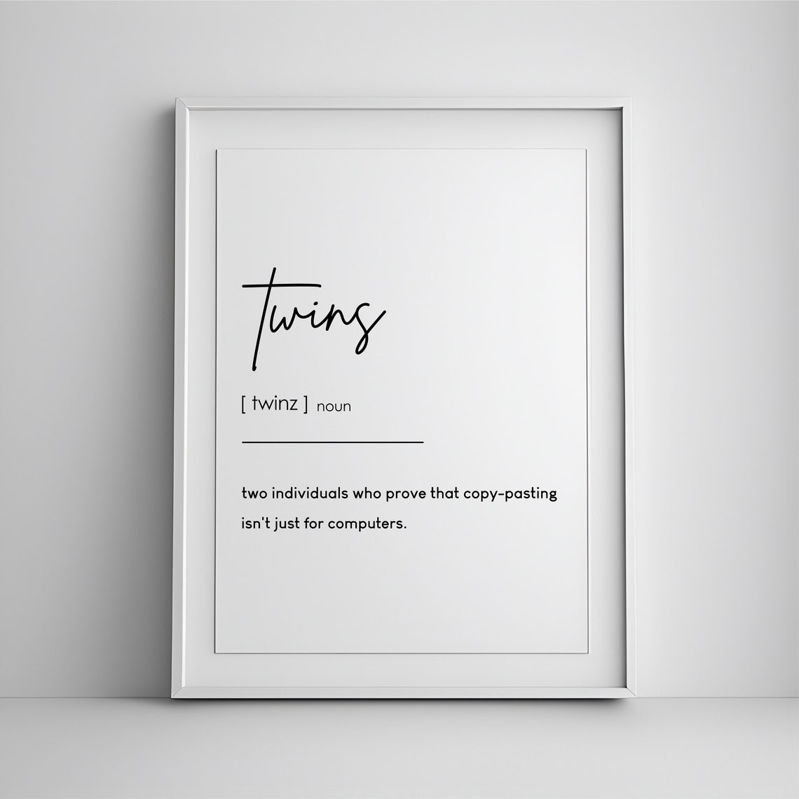 Twins Definition Print Twin Boys Decor Nursery Wall Art Girls Minimalist