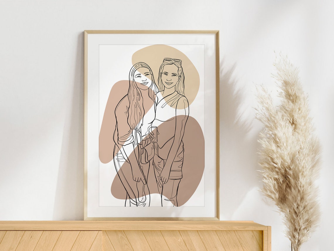 Custom Line Drawing From Photo Best Friend Portrait Personalized Birthday Gift For Friend One Line Drawing Line Art Gift For Her