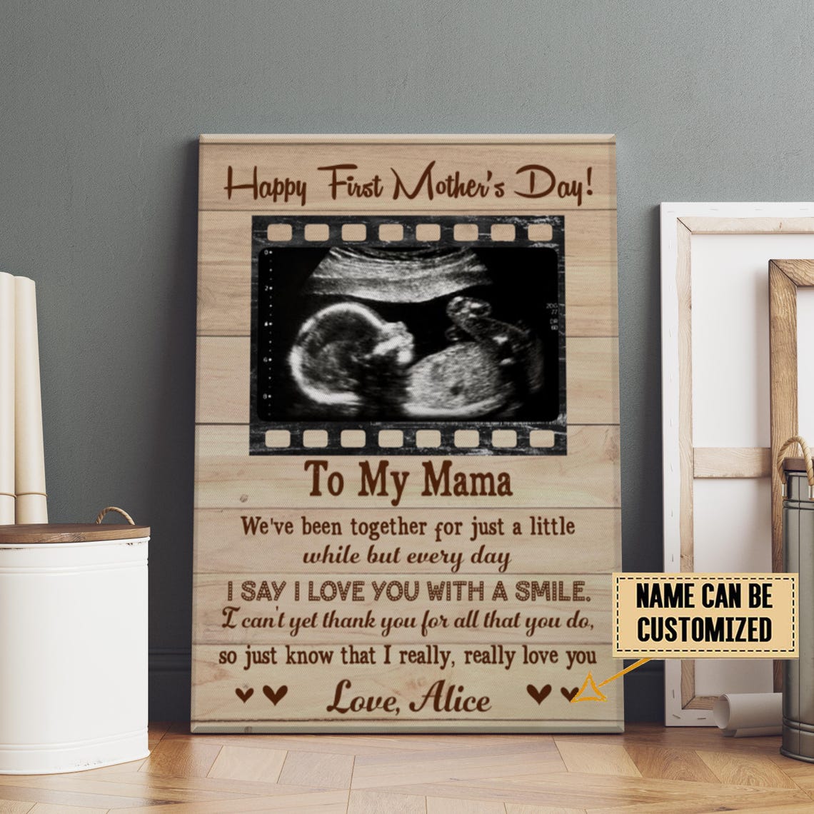 Happy First Mothers Day To My Mama Ultrasound Photo Custom Poster - Image 2