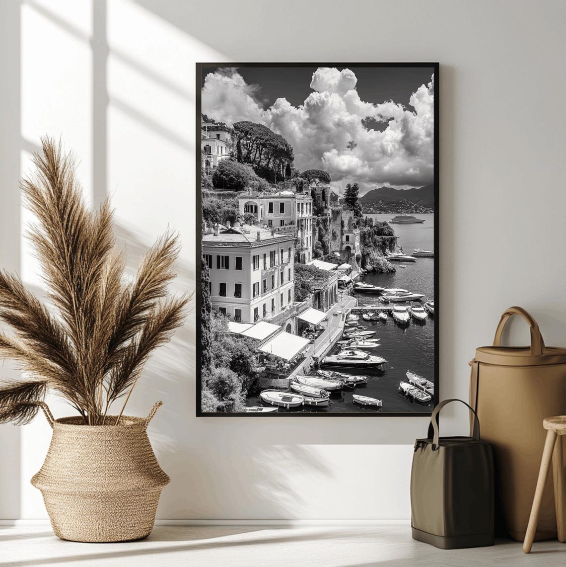 A Black And White Photo Of The Italian Landscape Italy Photography Mediterranean Wall Art Wall Art Travel Photography - Image 3