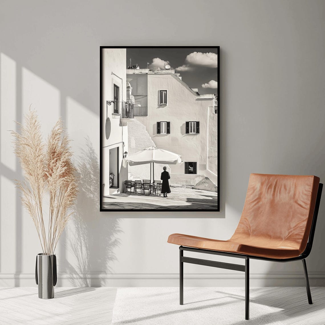 Italy Wall Art Black And White Italian Print Italian Landscape Print Mediterranean Travel Art Historic Italy Poster Architecture Photo - Image 3