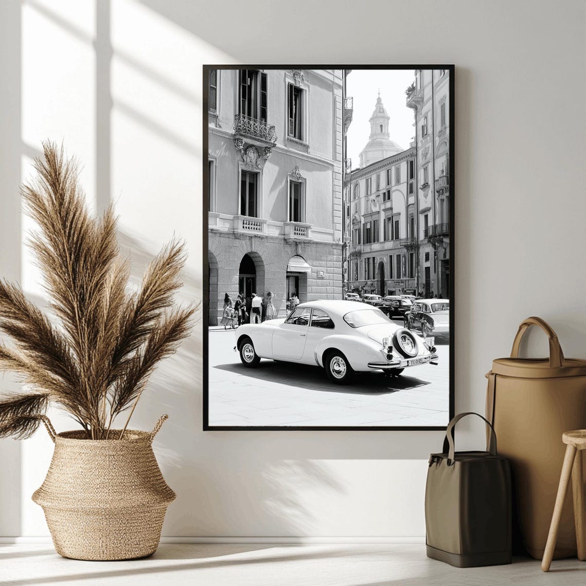 Italy Wall Art Black And White Italian Print Italian Landscape Print Mediterranean Travel Art Historic Italy Poster Architecture Photo - Image 2