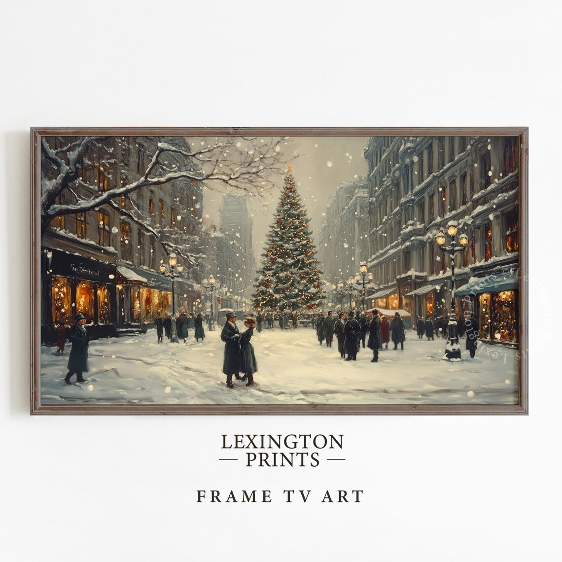 Victorian Christmas Tree City Street Snow Vintage Frame TV Art Poster - Image 4