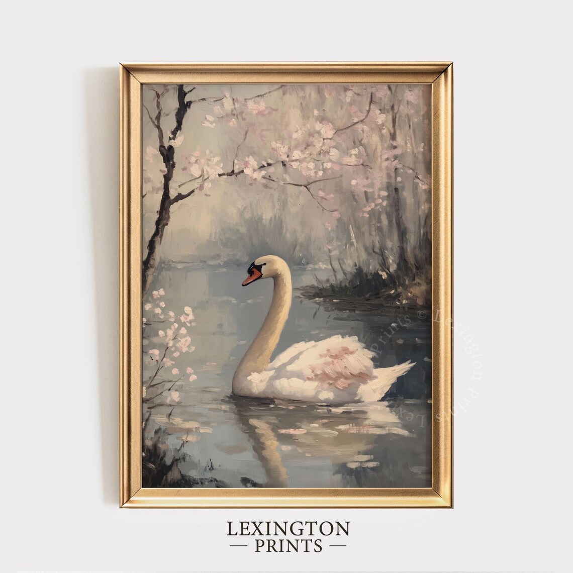 Moody White Swan Vintage Art Print, Farmhouse Decor - Image 4