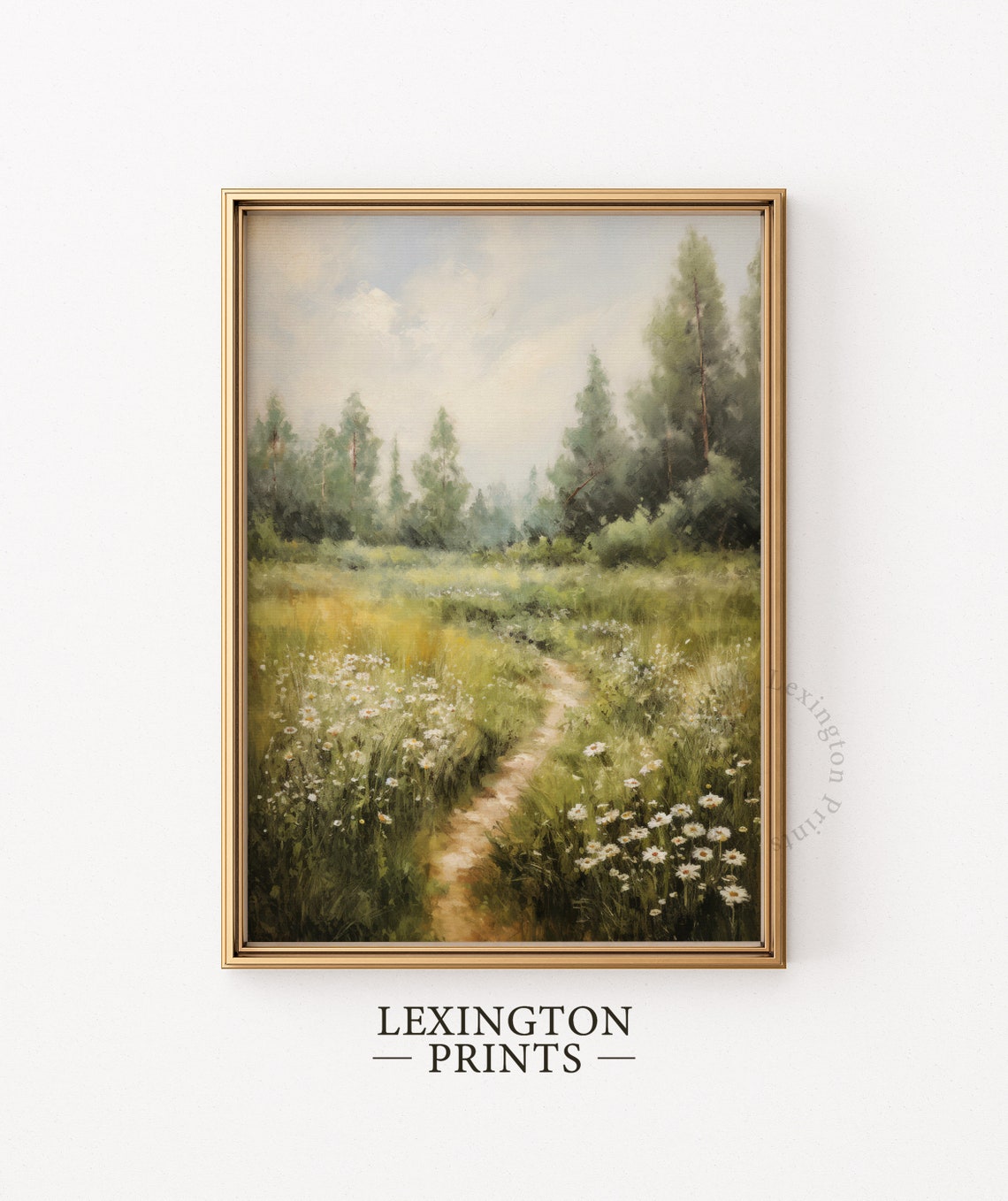 Wildflower Meadow Path Forest Vintage Landscape Painting Poster - Image 4