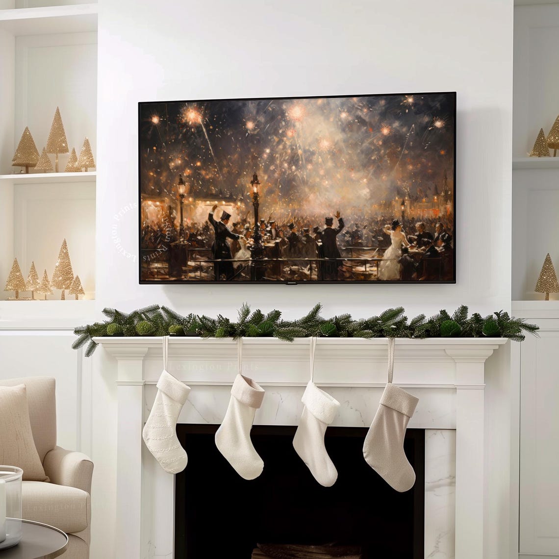 New Year Party Tv Art New Year Frame Tv Art Fireworks Tv Art Frame New Year Holiday Decor Vintage New Years Eve Art Tv 536 - Image 8