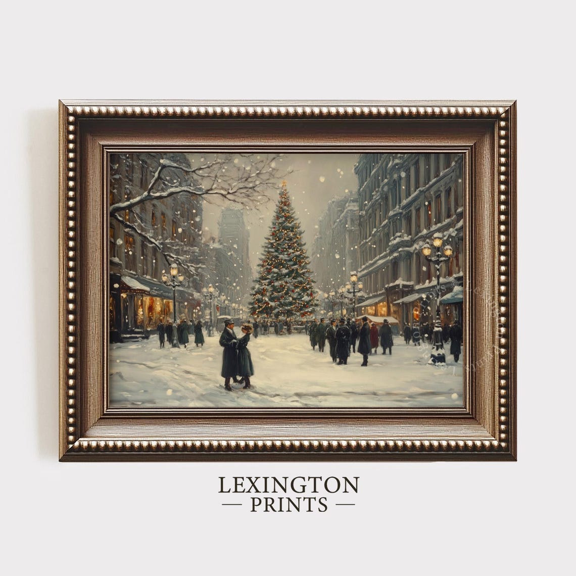Victorian Street Christmas Tree Snowy Vintage Holiday Scene Poster - Image 5