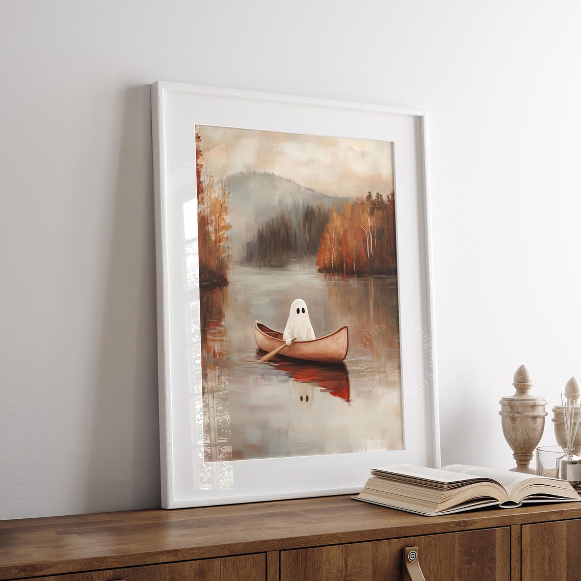 Cute Ghost On Boat Halloween Wall Art Ghost Print Fall Wall Art Halloween Print Fall Print Spooky Prints Fall Landscape Art 827 - Image 7