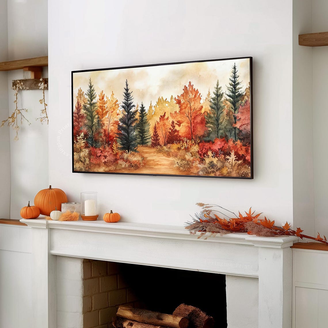 Autumn Watercolor Forest Tv Art Frame Tv Art Fall Forest Tv Art Watercolor Tv Art Fall Tv Art Autumn Tv Art Moody Wall Art 894 - Image 7