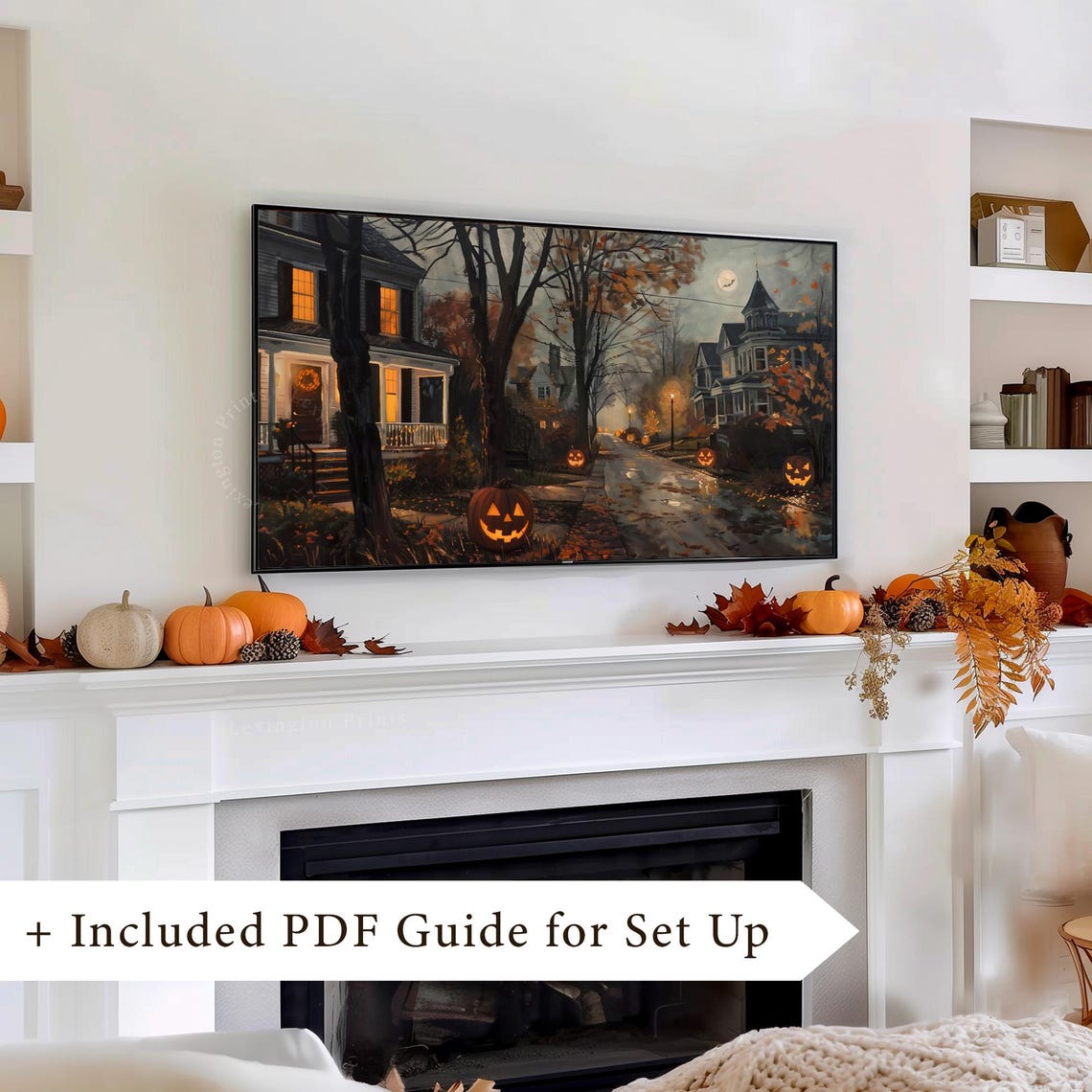 Halloween Night Street Lined With Glowing Jack-O-Lanterns Poster - Image 8