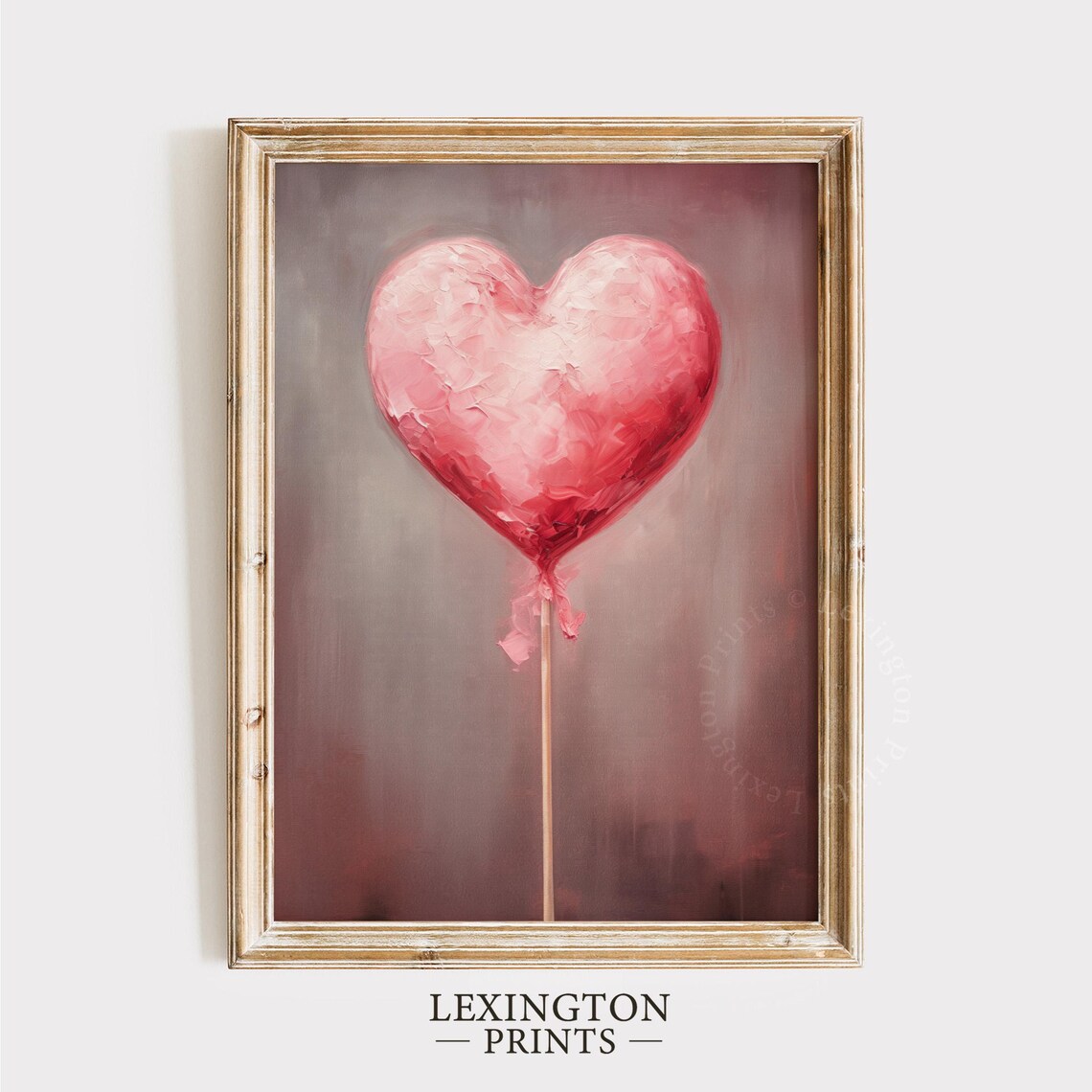 Pink Heart Lollipop Romantic Valentine Sweetheart Painting Art Print - Image 8
