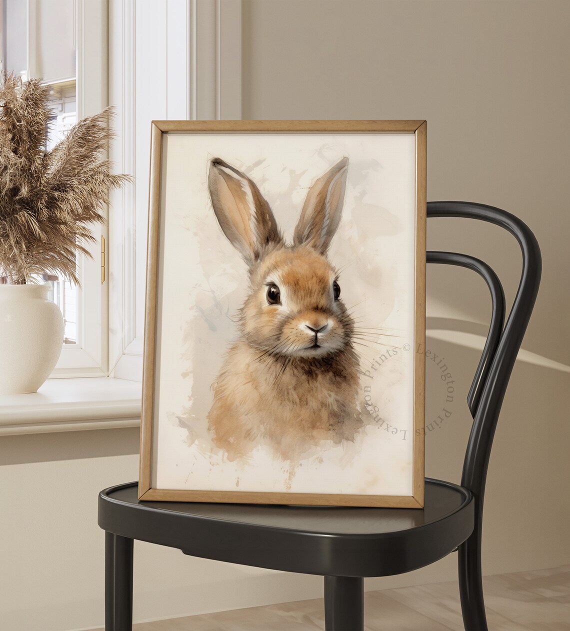 Sweet Watercolor Bunny Rabbit Portrait Woodland Nursery Wall Art - Image 8