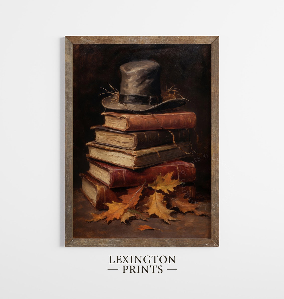 Rustic Fall Book Stack Witch Hat Vintage Autumn Still Life Poster - Image 3
