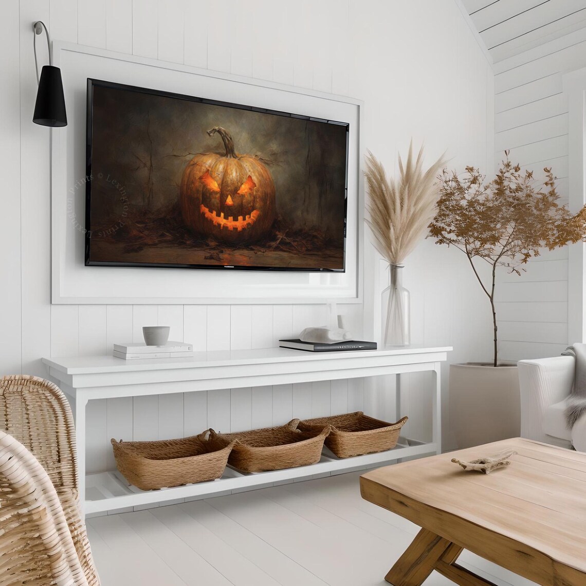 Glowing Jack O Lantern Still Life in Dark Moody Halloween Poster - Image 4